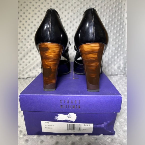 Stuart Weitzman 9.5 Yoke Heels in Mirror Jet Black - Picture 4 of 8